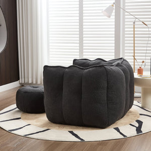 English Elm Soft Bean Bag Chair Set With Footstool For Gaming & Relaxation - Cozy, Durable & Space-Saving Design W1996P309482-GIGA
