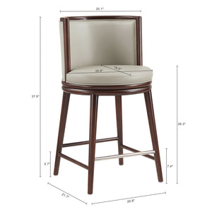 English Elm Evalyn Stone Leatherette Counter Stool with Beech Wood Legs, Stone Gray Upholstery, Commercial Grade Comfort and Walnut Frame (37.6"H) B365P398044