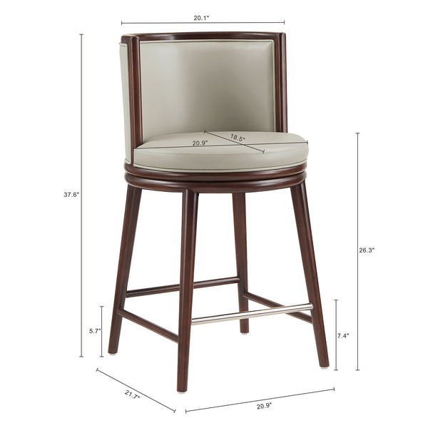 English Elm Evalyn Stone Leatherette Counter Stool with Beech Wood Legs, Stone Gray Upholstery, Commercial Grade Comfort and Walnut Frame (37.6"H) B365P398044