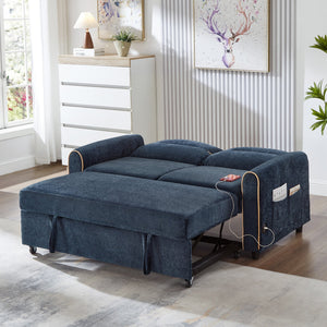 English Elm Swivel Barrel Accent Chair Chenille Tufted Round Club Seat for Living Room Lounge Blue N719S002330C