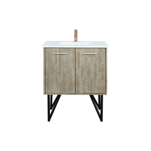 English Elm Rustic Acacia Bath Vanity 30" W X 20" D With White Quartz Top & Chic Rose Gold Faucet For Storage B2731P259602-GIGA