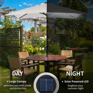 English Elm Outsunny 9' X 7' Solar Led Patio Umbrella With Tilt & Crank - Perfect For Garden, Deck, Pool & Beach W2225P174133-GIGA