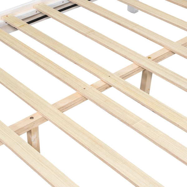 English Elm Stylish King Bed Frame Vertical Slat Headboard Low Profile Contemporary Bedroom White N770PK369234K