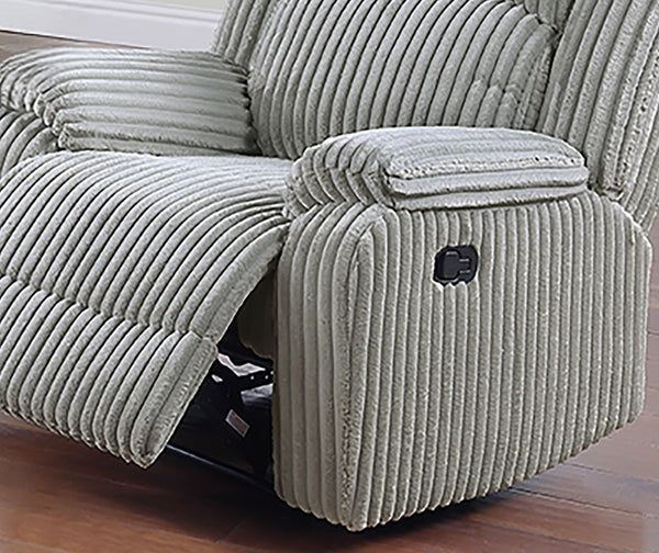 English Elm 1pc Ash Color Motion Recliner Chair with Fur-Like Corduroy Upholstery, Plush Armrests & Manual Recline B011P335291