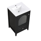 English Elm 20" Bathroom Vanity With Sink, Bathroom Cabinet With Soft Closing Glass Door, A Drawer, Black