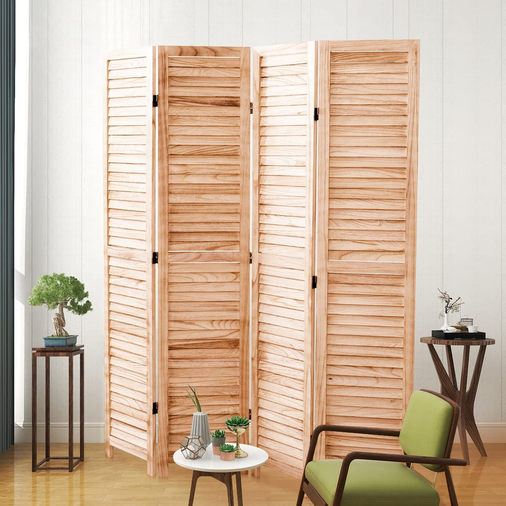 English Elm 55.2'' W X 65'' H Solid Wood Folding Room Divider – Rustic Charm, Privacy & Versatile Design! B205P241662