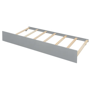 English Elm Full Size Pine House Bed with Roofline Frame and Roll Out Twin Trundle for Kids Gray LP100306AAE