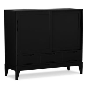 English Elm Harper Mid-century Rubberwood Cabinet with Tapered Legs and Enclosed Shelf Storage B136P436062