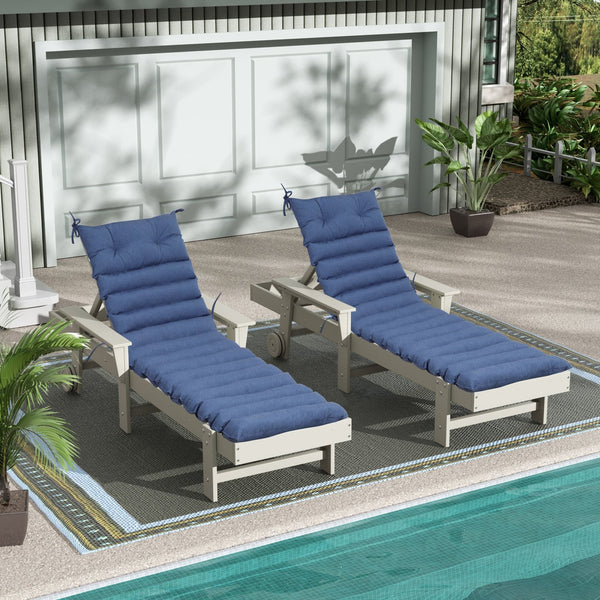 English Elm New Set of 2 Uv Resistant Polyester Chaise Lounge Cushions for Outdoor Patio Use Antique Blue,Blue W419P460513