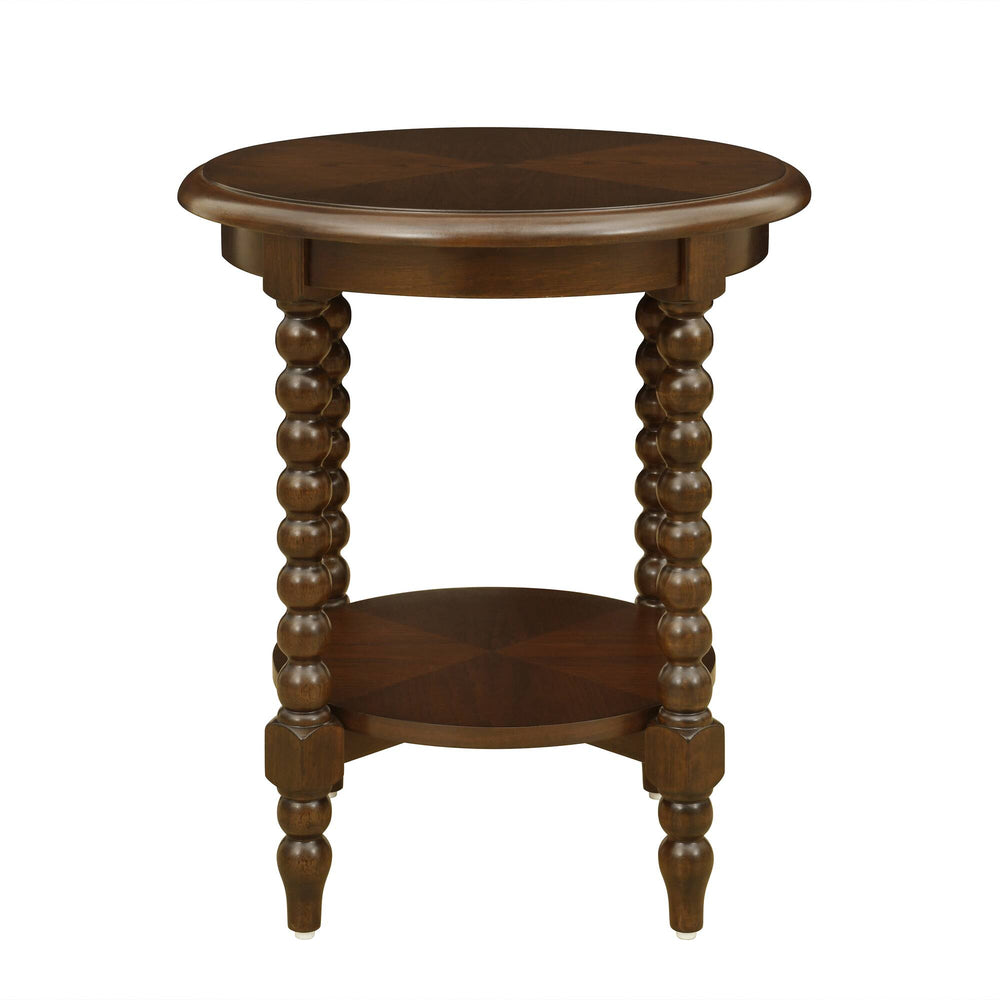 English Elm Philippe Round End Table with Shelf Brown — 20" Dia x 24" H, MDF & Solid Wood, Compact Accent Table B035P341173