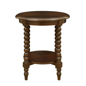 English Elm Philippe Round End Table with Shelf Brown — 20" Dia x 24" H, MDF & Solid Wood, Compact Accent Table B035P341173