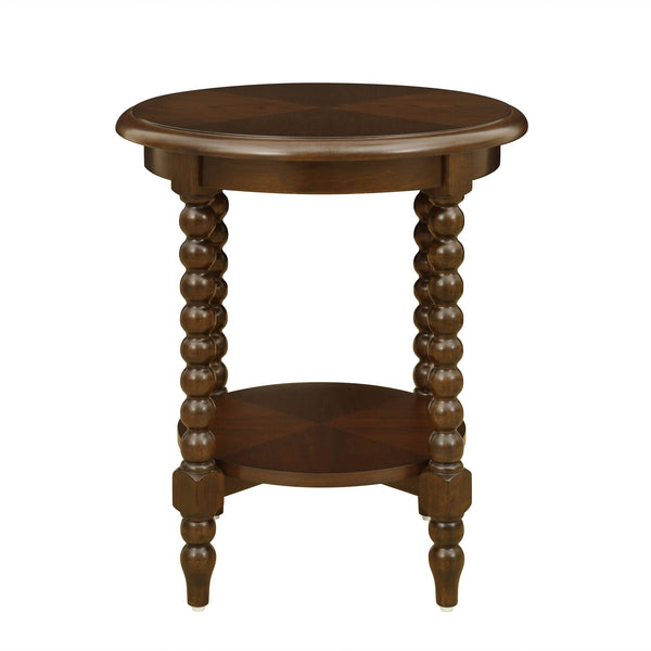 English Elm Philippe Round End Table with Shelf Brown — 20" Dia x 24" H, MDF & Solid Wood, Compact Accent Table B035P341173
