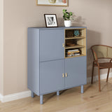 Hearth and Haven Hike Cabinet with 3 Open Storages, 3 Doors and Leather Handles, Blue W1781P148612