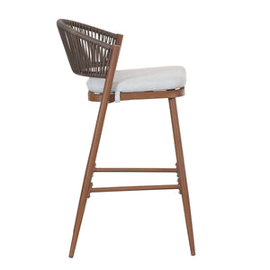 English Elm Christopher Knight Home® - Outdoor 30.25" Barstool Set Of 2 - Stylish Aluminum Frame With Pe Rattan Backrest, Teak Finish N772P245120T