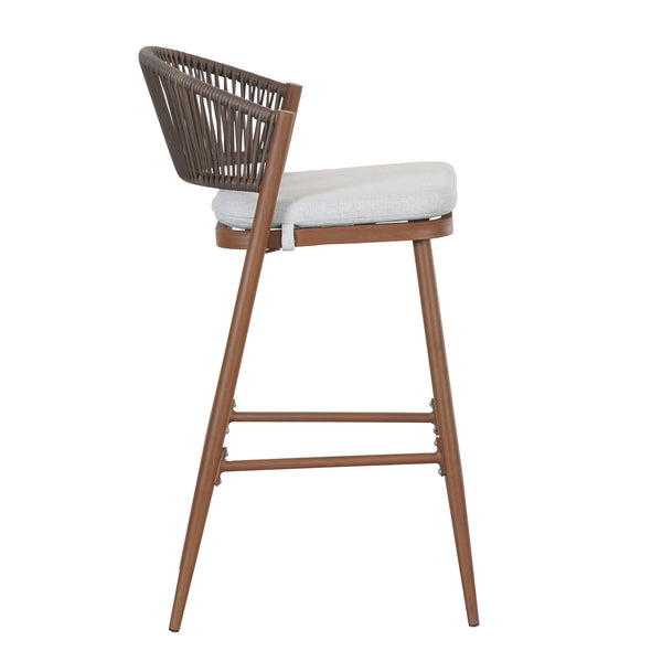 English Elm Christopher Knight Home® - Outdoor 30.25" Barstool Set Of 2 - Stylish Aluminum Frame With Pe Rattan Backrest, Teak Finish N772P245120T