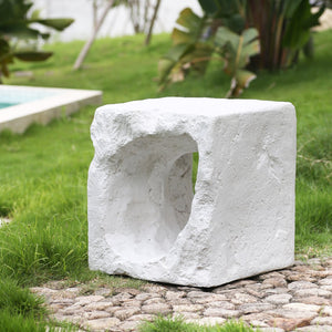 English Elm Christopher Knight Home® - Lyra Karst Cave-Inspired MGO Outdoor Side Table in White — Eco Fireproof UV-Resistant Sculptural Decor N775P300883W