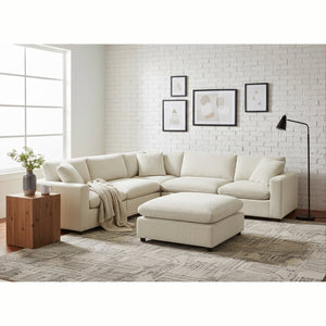 English Elm Chelsea Modular 6-Piece Sectional - Plush Beige Seating With Versatile Ottoman & Family-Friendly Design B050S00014