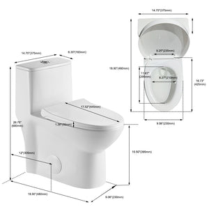 English Elm 1.1/1.6 Gpf One-piece Elongated Ceramic Toilet Skirted Base Comfort Height Soft Close B2724P248740