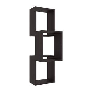 English Elm Wenge Wall-Mounted Geometric Shelf Unit — Modern Melamine Cube Display for Books, Plants & Décor, Rich Finish B062P380045