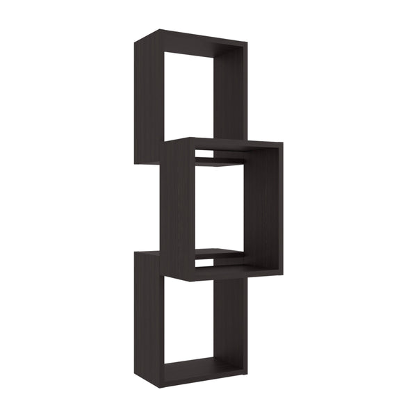 English Elm Wenge Wall-Mounted Geometric Shelf Unit — Modern Melamine Cube Display for Books, Plants & Décor, Rich Finish B062P380045