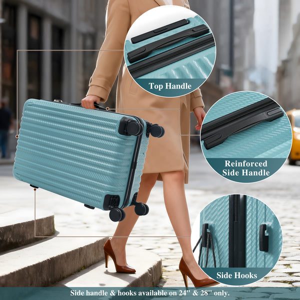 English Elm 6-piece Hardshell Abs Luggage Set with Spinner Wheels Tsa Lock and Scratch Resistant Shell Ice Blue N730P354689C
