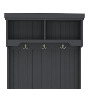 English Elm Hall Tree Entryway Organizer with Shoe Bench and 4-in-1 Coat Rack Hooks, Elegant Storage for Hallways Black W1580P327003