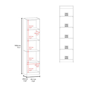English Elm Verdi Bookcase Eco - 5-Shelf Macadamia & White Storage Solution For Stylish Compact Spaces B092P315586-GIGA
