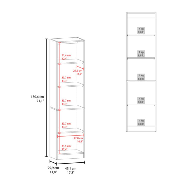 English Elm Verdi Bookcase Eco - 5-Shelf Macadamia & White Storage Solution For Stylish Compact Spaces B092P315586-GIGA