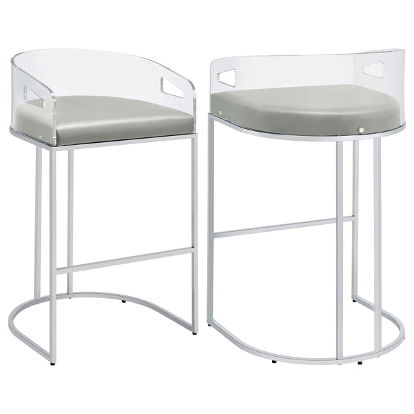 English Elm Mello Acrylic Back Leatherette Barstools with Chrome Legs for Kitchen Islands B062P451803