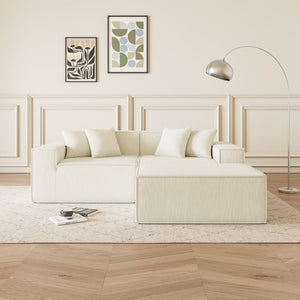 English Elm Modular L-Shaped Sectional Sofa - Reversible Chaise, Soft Corduroy Fabric, Space-Saving Comfort W1765S00107