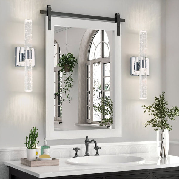 English Elm 17"(H) Contemporary Crystal Wall Light with Bubble Accents, 2-Light LED Sconce for Modern Spaces Chrome W1340P225796