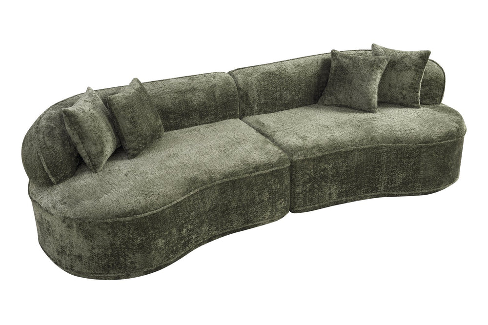 English Elm Modern Boucle Oversized L-shaped Sectional Sofa with Sculptural Curved Silhouette Green W5515S00018