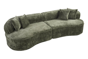 English Elm Modern Boucle Oversized L-shaped Sectional Sofa with Sculptural Curved Silhouette Green W5515S00018