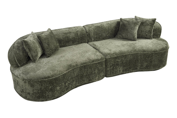 English Elm Modern Boucle Oversized L-shaped Sectional Sofa with Sculptural Curved Silhouette Green W5515S00018