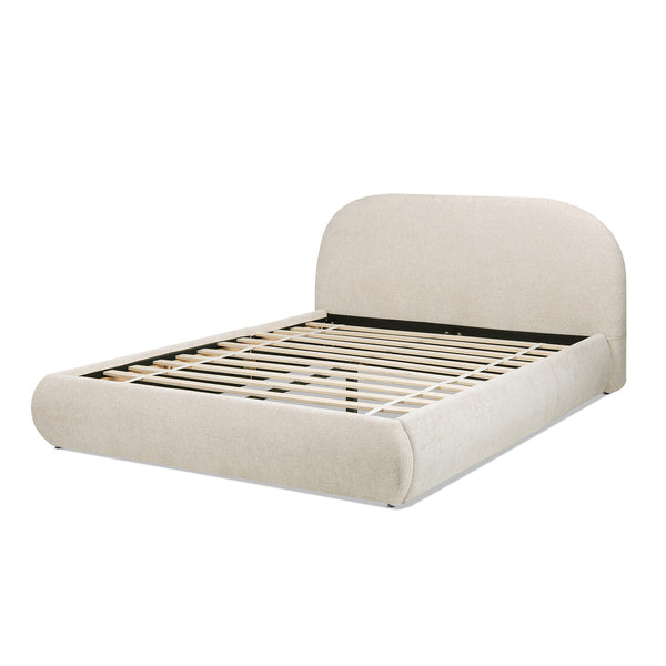 English Elm Archie Puffy Arch Headboard Queen Platform Bed Chenille Upholstered Minimalist Frame B2719P479035