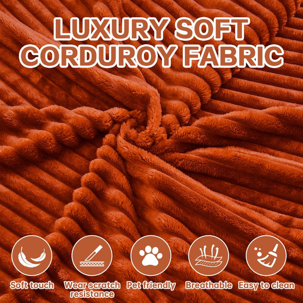 English Elm Floor Floor Couch Convertible 5-in-1 Corduroy Sofa Bed with Pillow-to-Blanket, Reinforced Frame Red W3565P354958