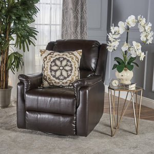 English Elm Christopher Knight Home® - Brown PU Glider Recliner Swivel Chair with Manual Recline, Compact Plush Seating for Small Spaces 61368.00PU