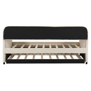 English Elm Upholstered Velvet Twin Daybed with Pull Out Trundle Sofa for Guest or Kids Room LP100127AAA