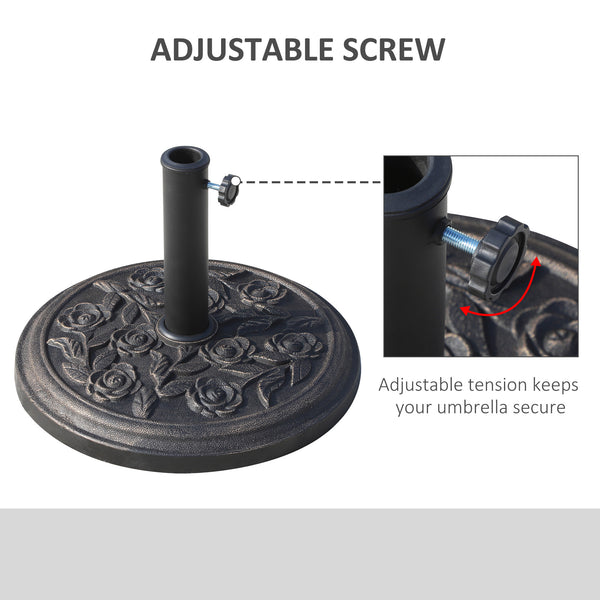 English Elm Round Resin Patio Umbrella Stand with Bronze Embossed Finish for Outdoor Dining T3971P383644