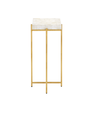 Currey & Company Casey Mother Of Pearl Accent Table – Luxurious Mosaic Shell Design With Chic Brass Frame For Elegance Natural Mother Of Pearl ,Stainless Steel ,Engineered Wood 4000-0225-currey-company