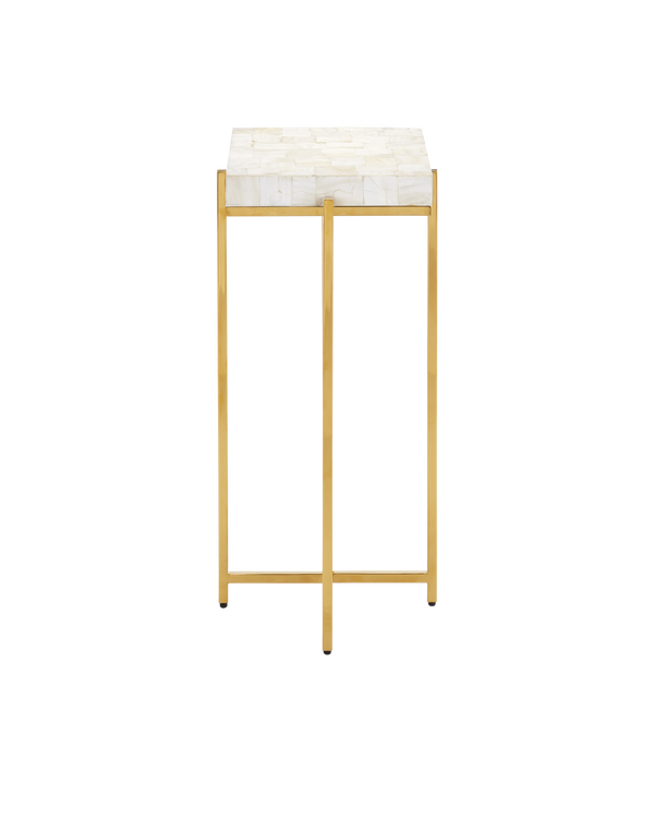 Currey & Company Casey Mother Of Pearl Accent Table – Luxurious Mosaic Shell Design With Chic Brass Frame For Elegance Natural Mother Of Pearl ,Stainless Steel ,Engineered Wood 4000-0225-currey-company
