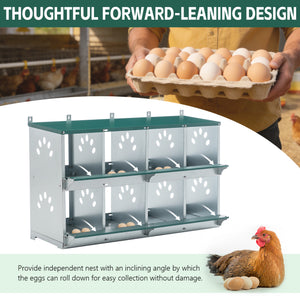 English Elm 8 Compartment Galvanized Steel Hen Nesting Unit Wall Mount Coop with Roll Forward Egg Tray W1422P246453