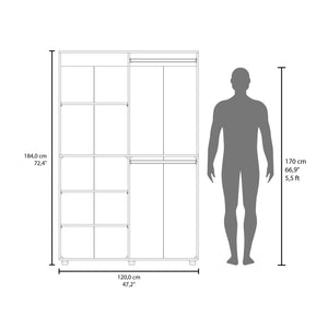 English Elm Wardrobe Spacious 72.4" H Two-Door Engineered Wood Closet with Five Shelves, Six Legs, Modern Appeal Black 40.94 L x 29.13 W x 5.51 H B097S00222