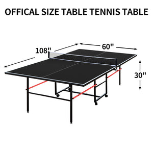 English Elm 9ft Regulation Foldable Ping Pong Table with Mdf Surface Net Paddles and Balls W1408P385457