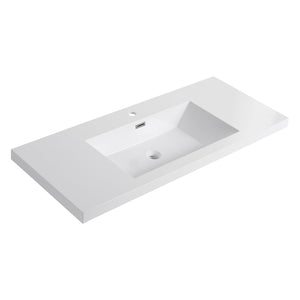 English Elm 48" Gloss White Resin Sink - 51.2" x22.8" x8.7" Durable Modern Top-Mount Basin, Long-Lasting Finish W999P194855