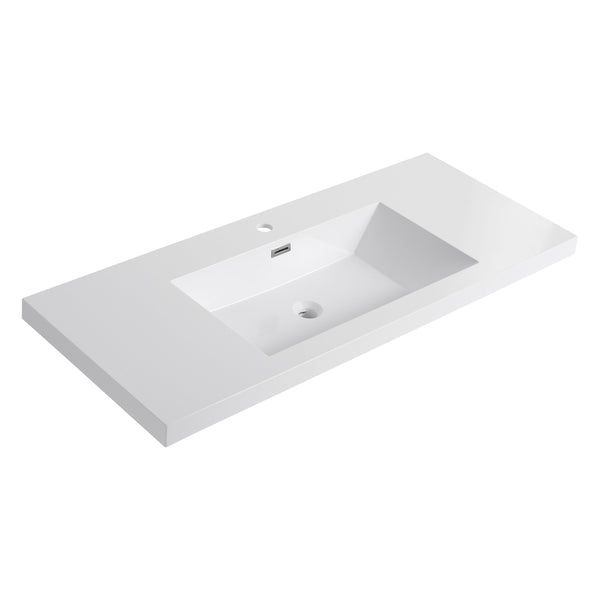English Elm 42" Wide Resin Bathroom Vessel Sink Modern Basin with Stain Resistant Smooth Finish W999P317306