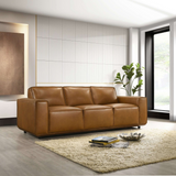 Ashcroft Furniture Tan Leather Sofa - Mid-Century Modern Style, High-Quality Craftsmanship