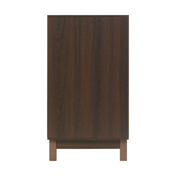 English Elm Modern Fluted 6 Drawer Dresser with Solid Wood Legs Japandi Chest for Bedroom Dark Brown N739S0000015D