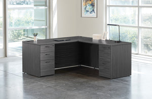 OSP Home Furnishings Napa Executive L Shaped Workstation with Locking Drawers and Integrated Wire Management NAPSGW-TYP9
