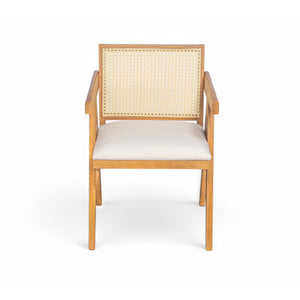 English Elm Christopher Knight Home® - Chandigarh Arm Dining Chairs Set Of 2 - Stylish Cane Upholstered Kitchen Chairs With Comfort & Charm N768P241396N